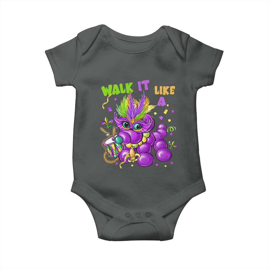 Funny Mardi Gras Baby Onesie Walk it Like a Dog Louisiana Fleur De Lis