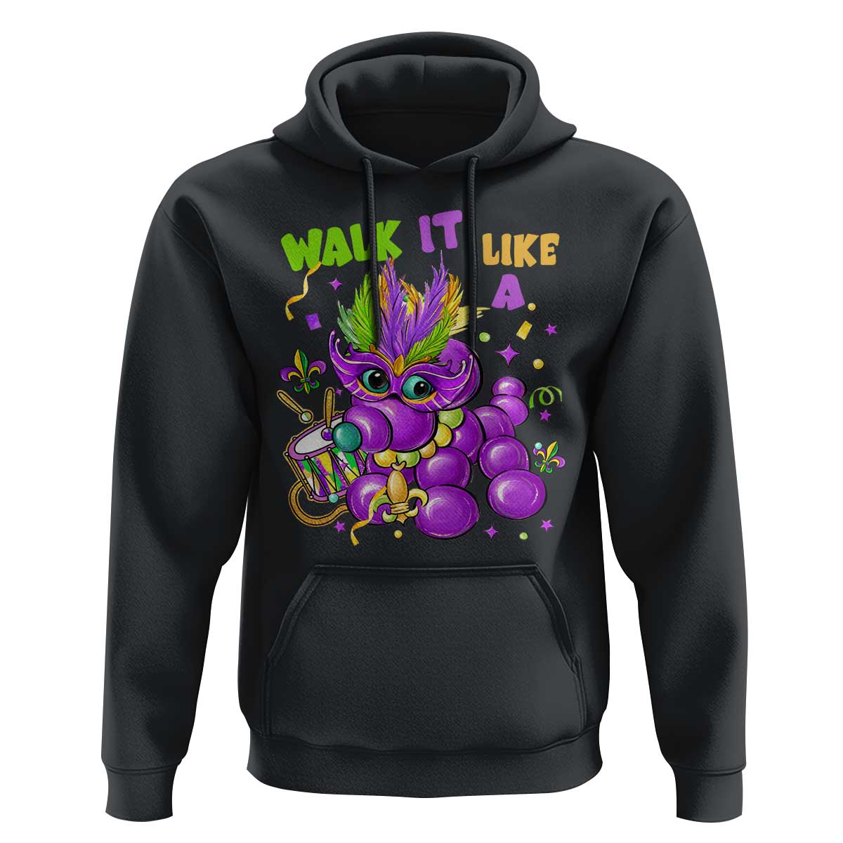 Funny Mardi Gras Hoodie Walk it Like a Dog Louisiana Fleur De Lis