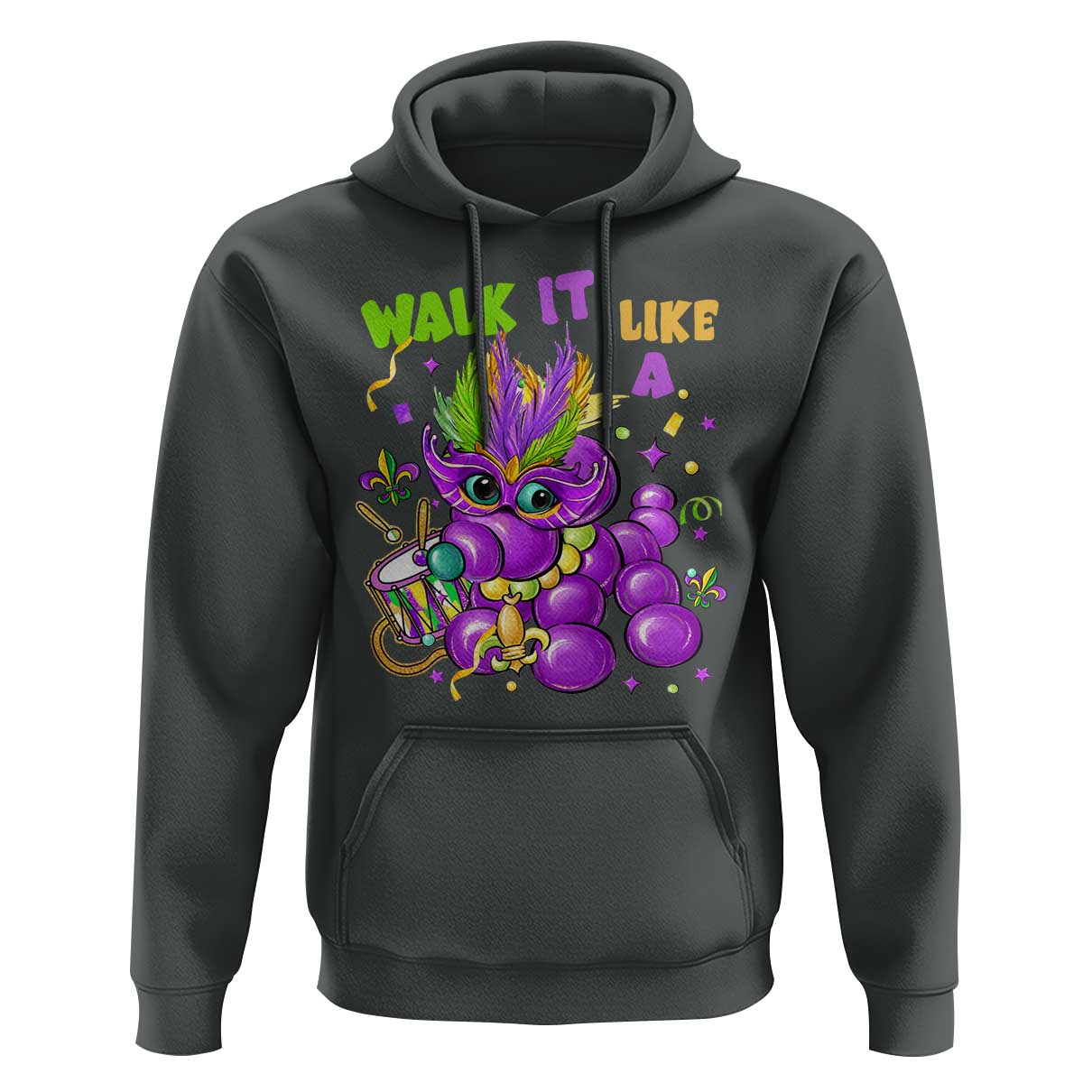 Funny Mardi Gras Hoodie Walk it Like a Dog Louisiana Fleur De Lis