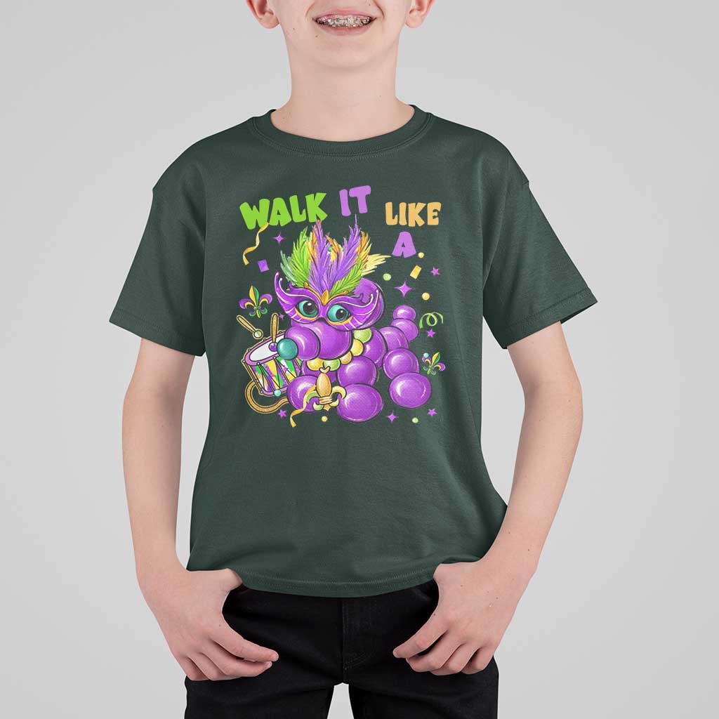 Funny Mardi Gras T Shirt For Kid Walk it Like a Dog Louisiana Fleur De Lis