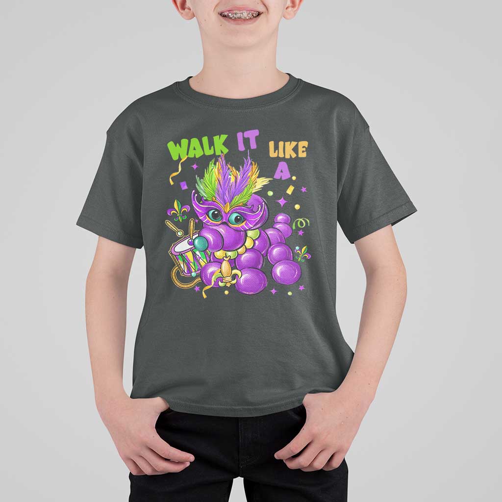 Funny Mardi Gras T Shirt For Kid Walk it Like a Dog Louisiana Fleur De Lis