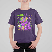 Funny Mardi Gras T Shirt For Kid Walk it Like a Dog Louisiana Fleur De Lis