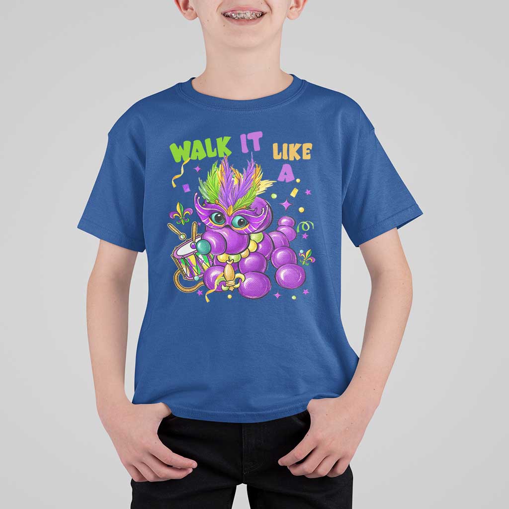 Funny Mardi Gras T Shirt For Kid Walk it Like a Dog Louisiana Fleur De Lis