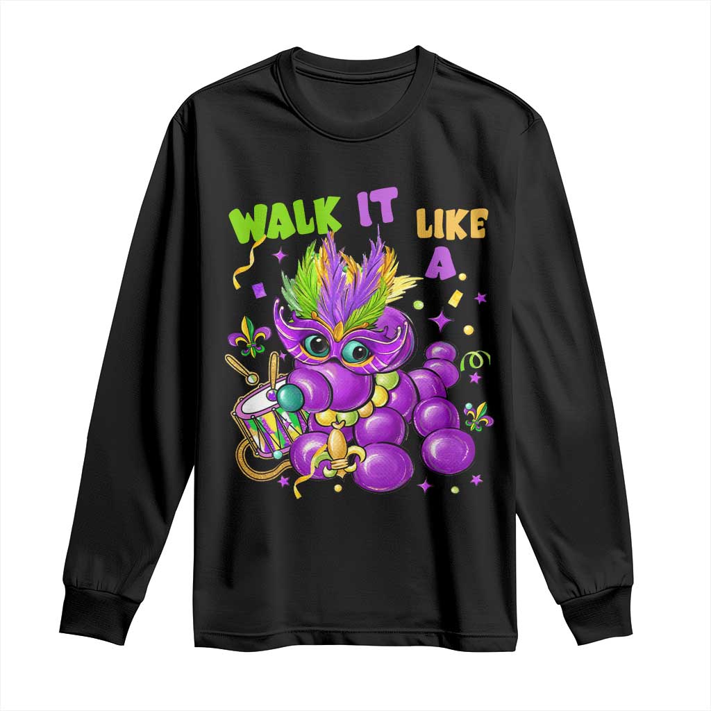 Funny Mardi Gras Long Sleeve Shirt Walk it Like a Dog Louisiana Fleur De Lis