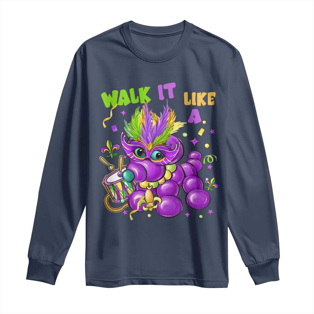 Funny Mardi Gras Long Sleeve Shirt Walk it Like a Dog Louisiana Fleur De Lis