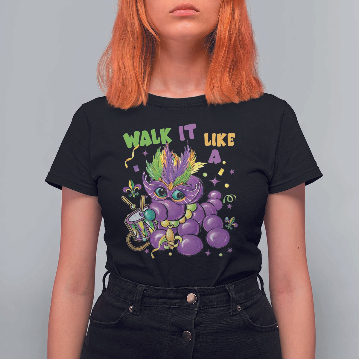 Funny Mardi Gras T Shirt For Women Walk it Like a Dog Louisiana Fleur De Lis
