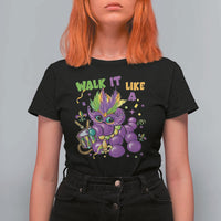 Funny Mardi Gras T Shirt For Women Walk it Like a Dog Louisiana Fleur De Lis