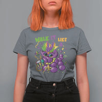 Funny Mardi Gras T Shirt For Women Walk it Like a Dog Louisiana Fleur De Lis
