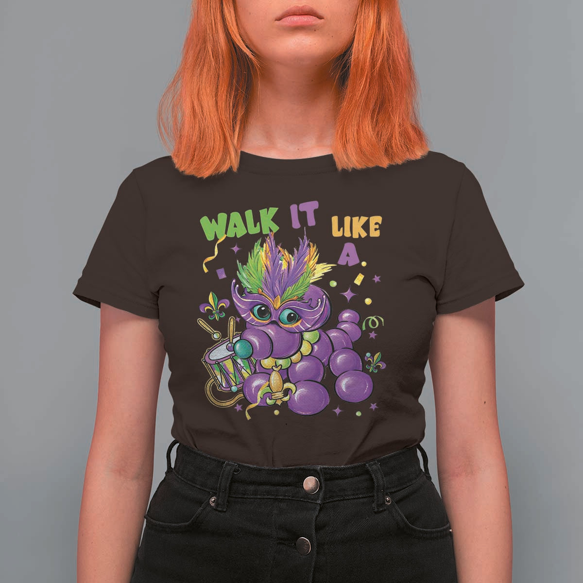 Funny Mardi Gras T Shirt For Women Walk it Like a Dog Louisiana Fleur De Lis