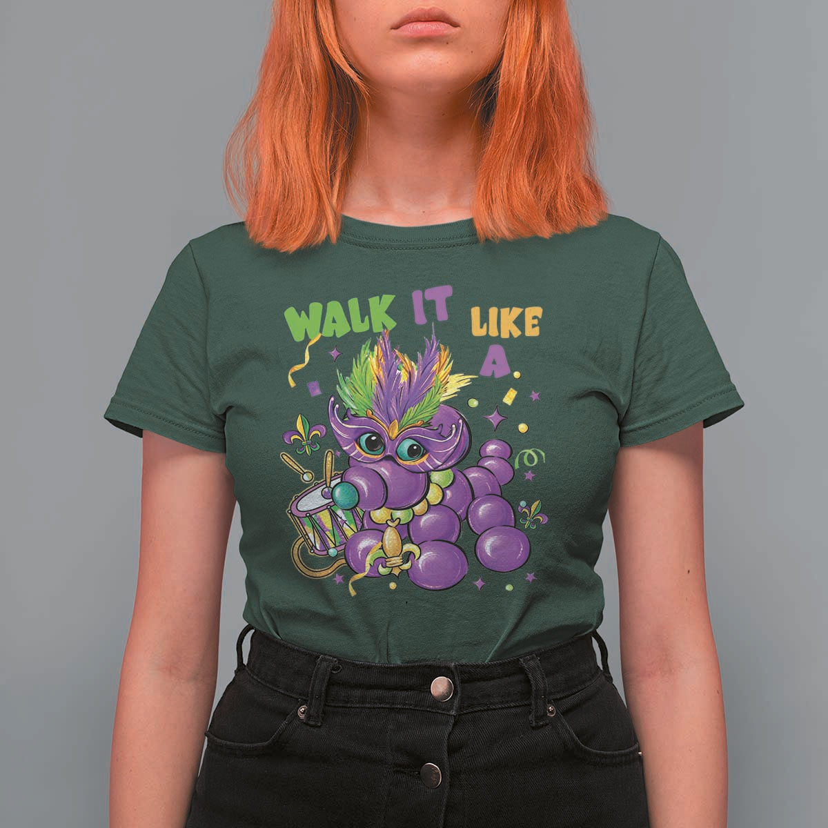 Funny Mardi Gras T Shirt For Women Walk it Like a Dog Louisiana Fleur De Lis