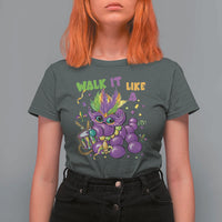 Funny Mardi Gras T Shirt For Women Walk it Like a Dog Louisiana Fleur De Lis