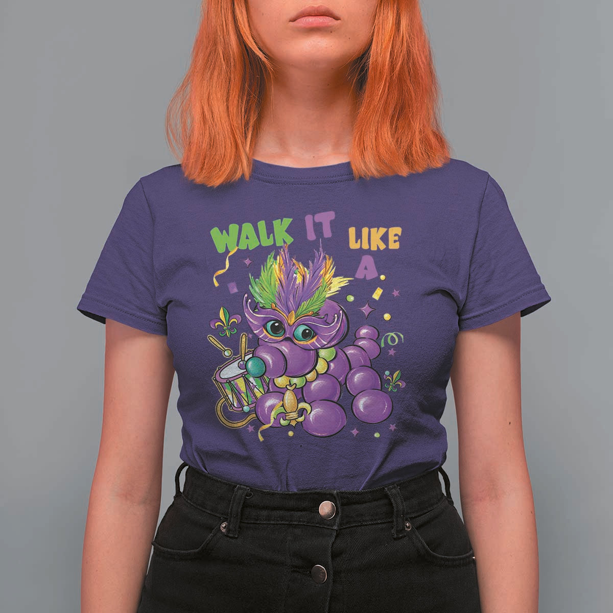 Funny Mardi Gras T Shirt For Women Walk it Like a Dog Louisiana Fleur De Lis