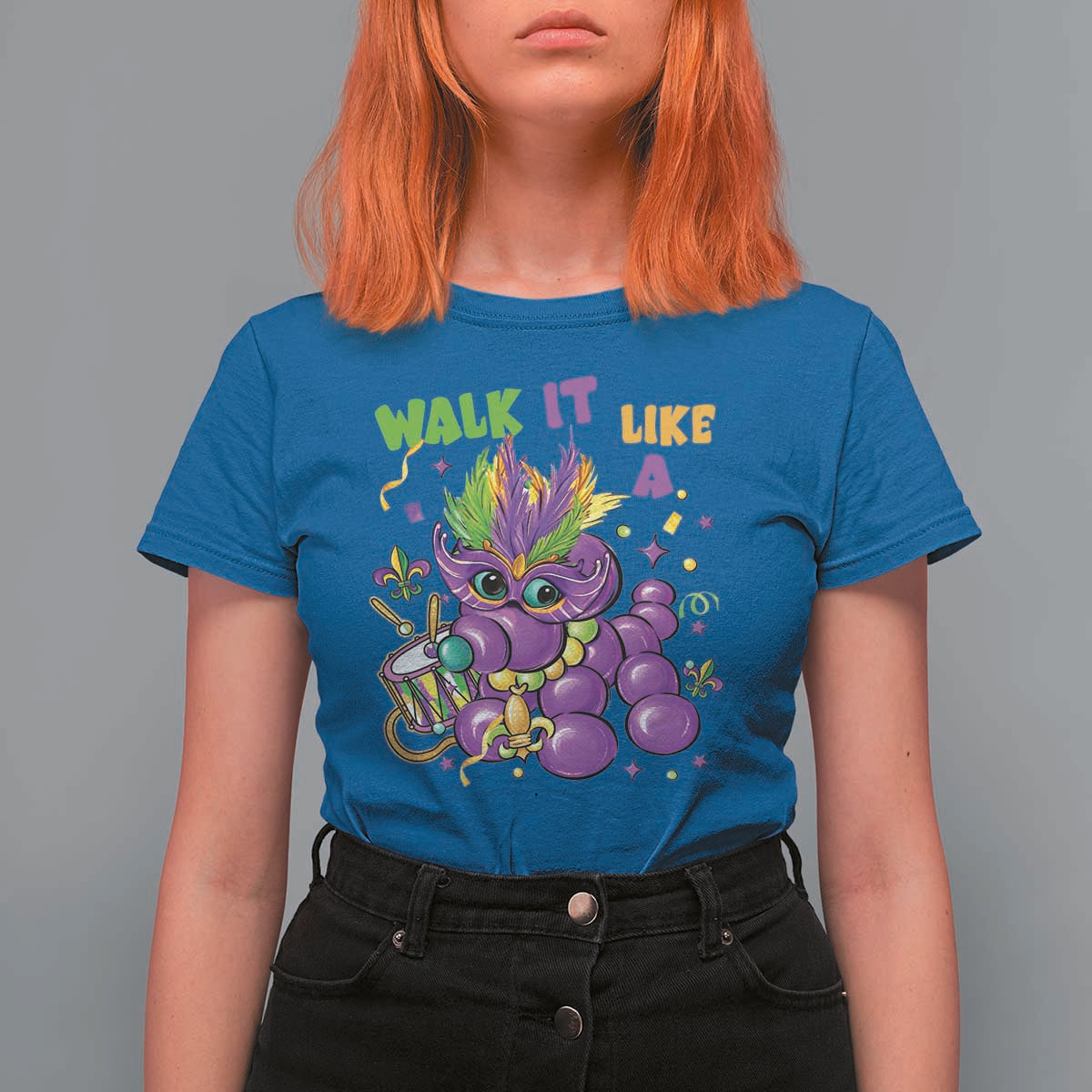Funny Mardi Gras T Shirt For Women Walk it Like a Dog Louisiana Fleur De Lis