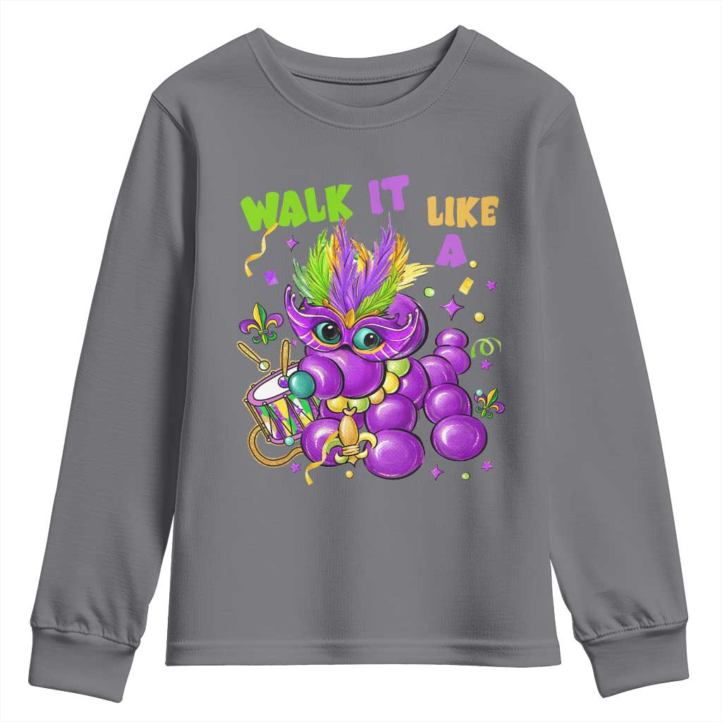 Funny Mardi Gras Youth Sweatshirt Walk it Like a Dog Louisiana Fleur De Lis