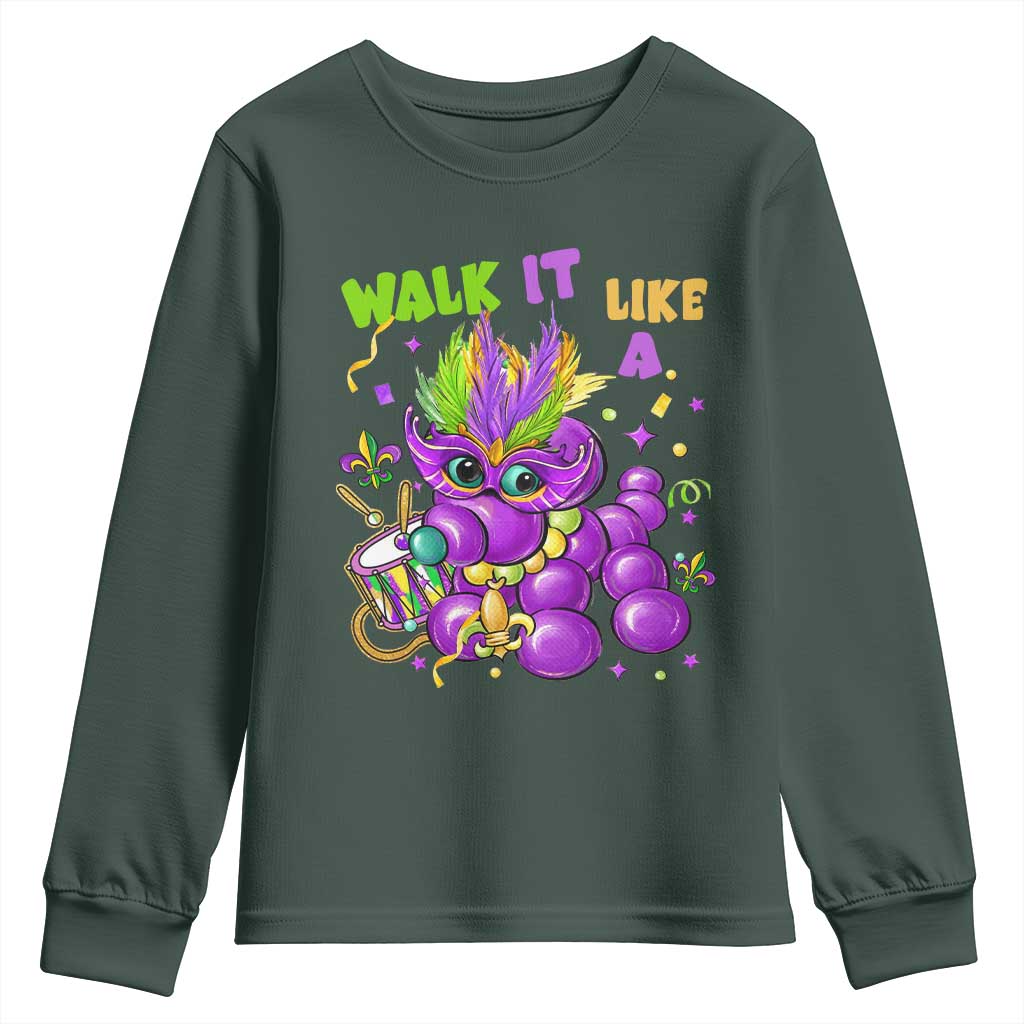 Funny Mardi Gras Youth Sweatshirt Walk it Like a Dog Louisiana Fleur De Lis