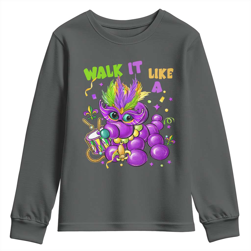 Funny Mardi Gras Youth Sweatshirt Walk it Like a Dog Louisiana Fleur De Lis