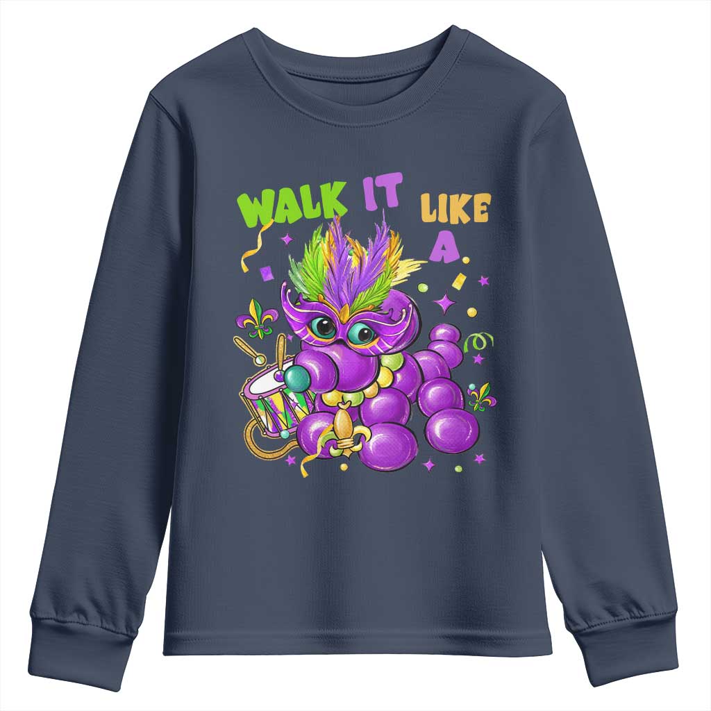 Funny Mardi Gras Youth Sweatshirt Walk it Like a Dog Louisiana Fleur De Lis