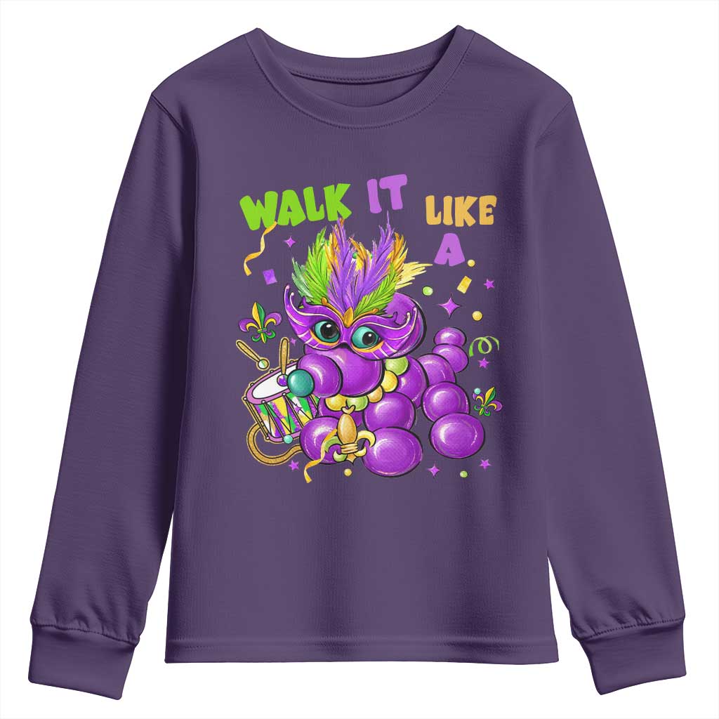 Funny Mardi Gras Youth Sweatshirt Walk it Like a Dog Louisiana Fleur De Lis