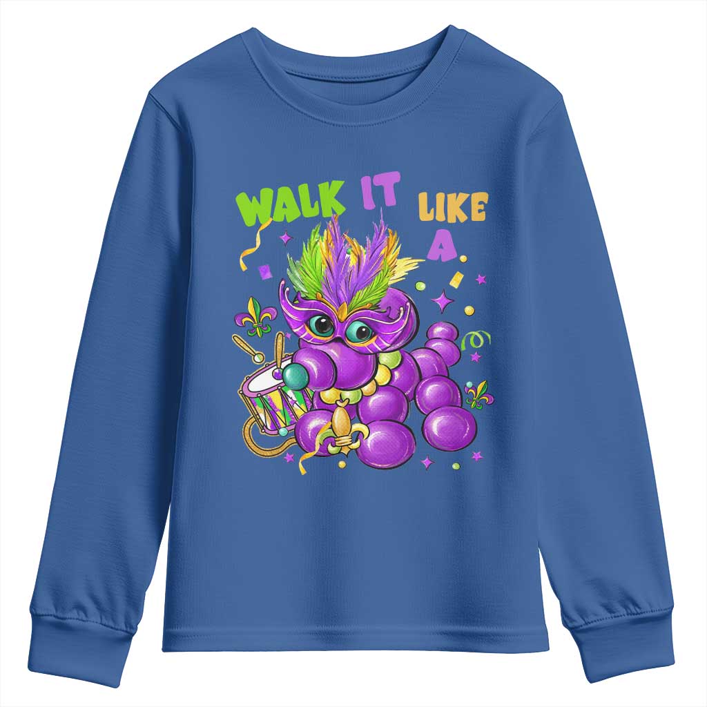 Funny Mardi Gras Youth Sweatshirt Walk it Like a Dog Louisiana Fleur De Lis