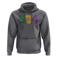 Mardi Gras 504 Nola New Orleans Louisiana Hoodie Glitter Print Fleur de Lis