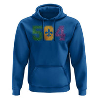 Mardi Gras 504 Nola New Orleans Louisiana Hoodie Glitter Print Fleur de Lis