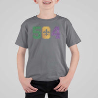 Mardi Gras 504 Nola New Orleans Louisiana T Shirt For Kid Glitter Print Fleur de Lis