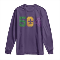 Mardi Gras 504 Nola New Orleans Louisiana Long Sleeve Shirt Glitter Print Fleur de Lis