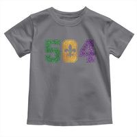 Mardi Gras 504 Nola New Orleans Louisiana Toddler T Shirt Glitter Print Fleur de Lis