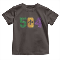 Mardi Gras 504 Nola New Orleans Louisiana Toddler T Shirt Glitter Print Fleur de Lis