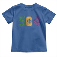 Mardi Gras 504 Nola New Orleans Louisiana Toddler T Shirt Glitter Print Fleur de Lis