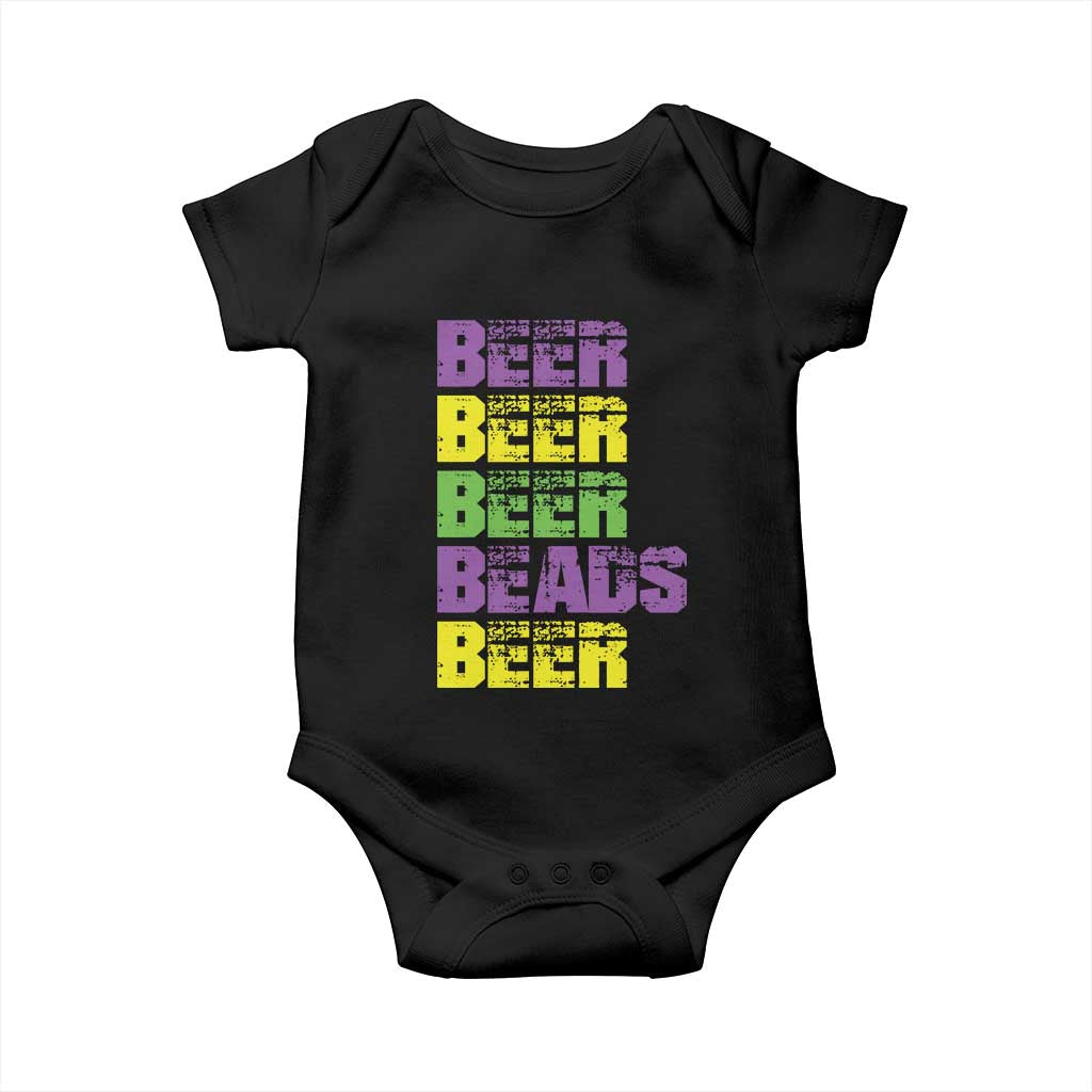 Funny Mardi Gras Baby Onesie Retro Beer Beads Fat Tuesday Festival Celebration