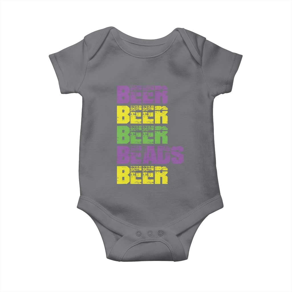 Funny Mardi Gras Baby Onesie Retro Beer Beads Fat Tuesday Festival Celebration