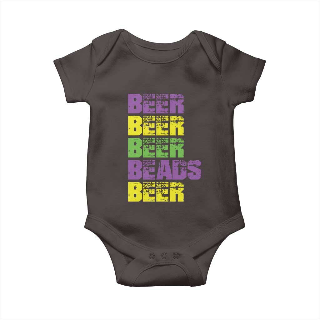 Funny Mardi Gras Baby Onesie Retro Beer Beads Fat Tuesday Festival Celebration