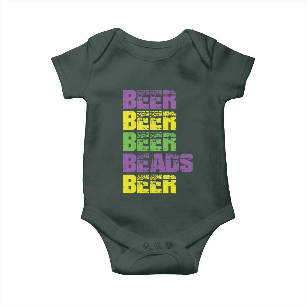 Funny Mardi Gras Baby Onesie Retro Beer Beads Fat Tuesday Festival Celebration