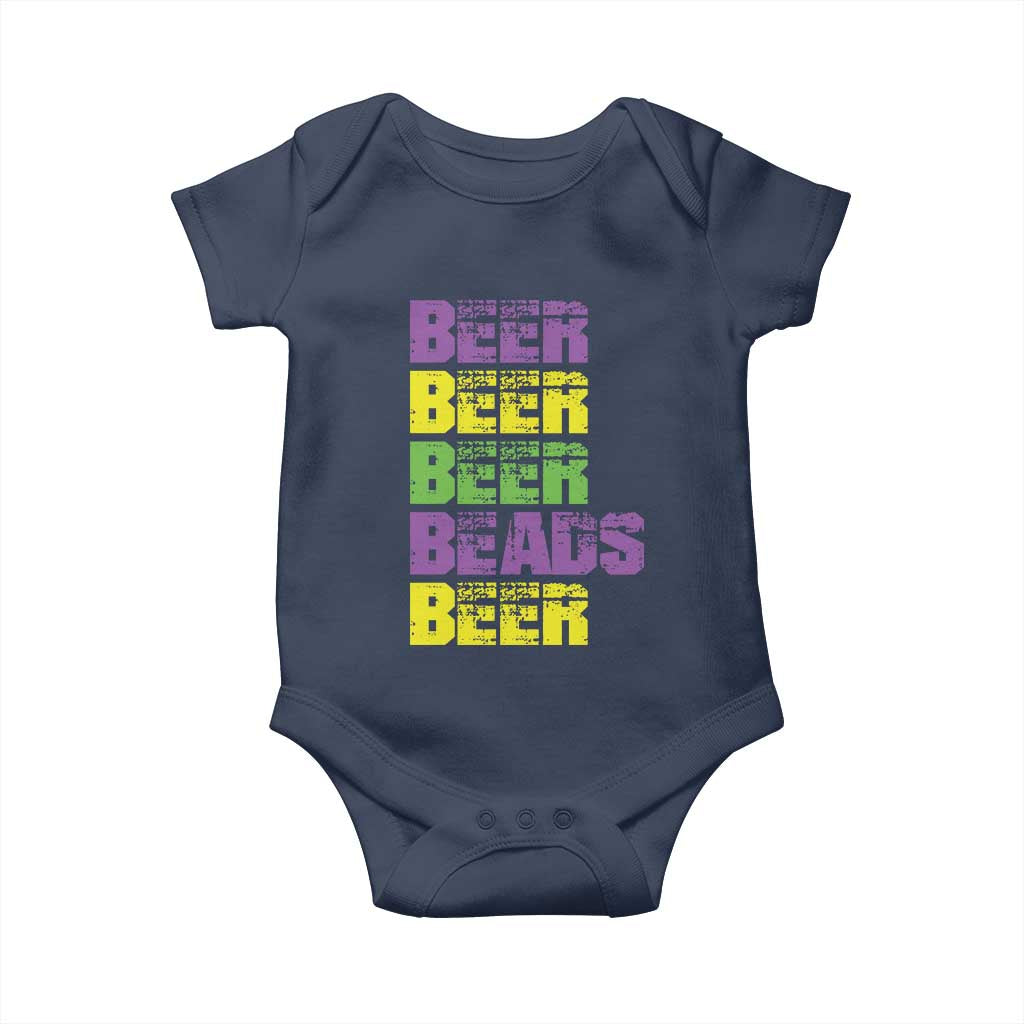 Funny Mardi Gras Baby Onesie Retro Beer Beads Fat Tuesday Festival Celebration