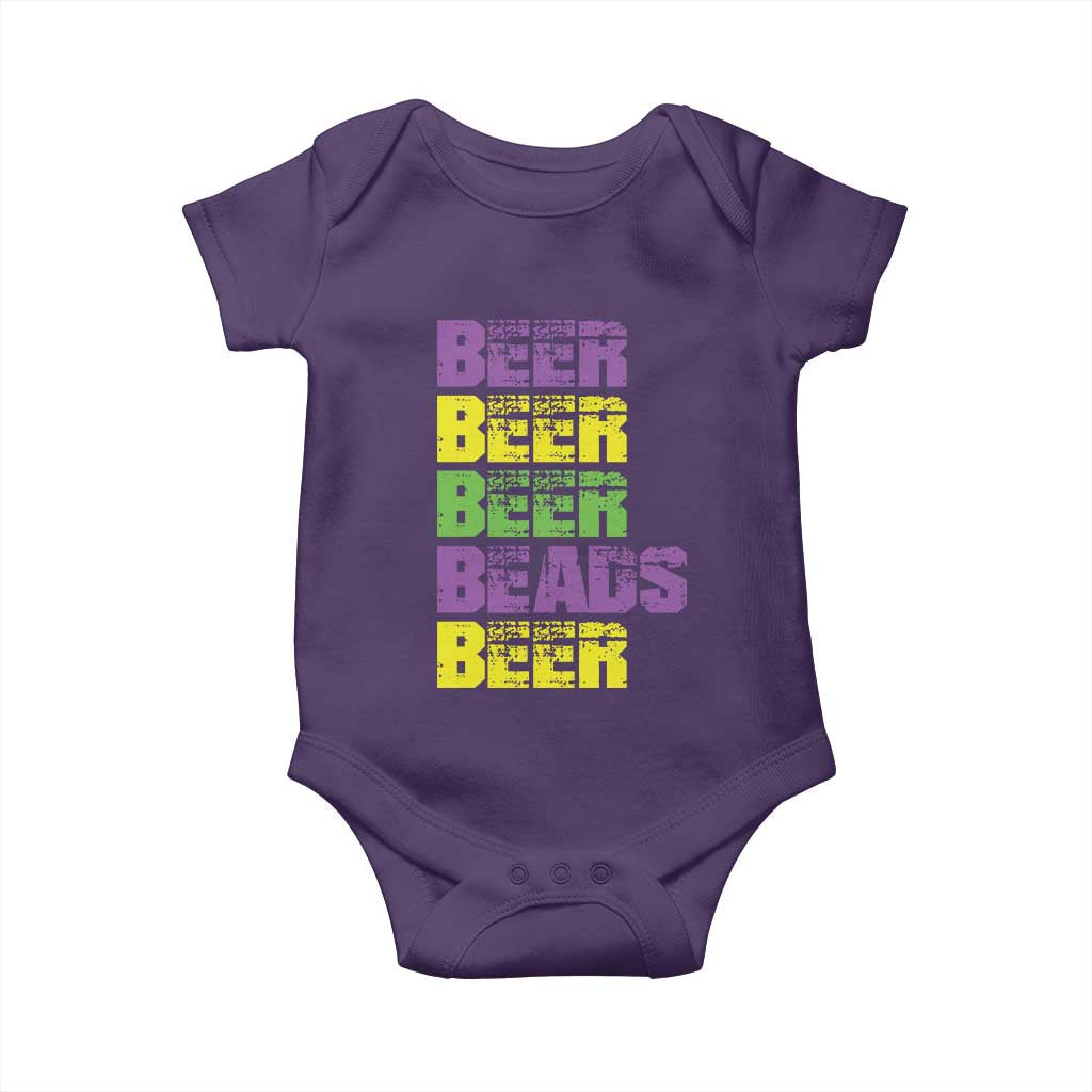Funny Mardi Gras Baby Onesie Retro Beer Beads Fat Tuesday Festival Celebration