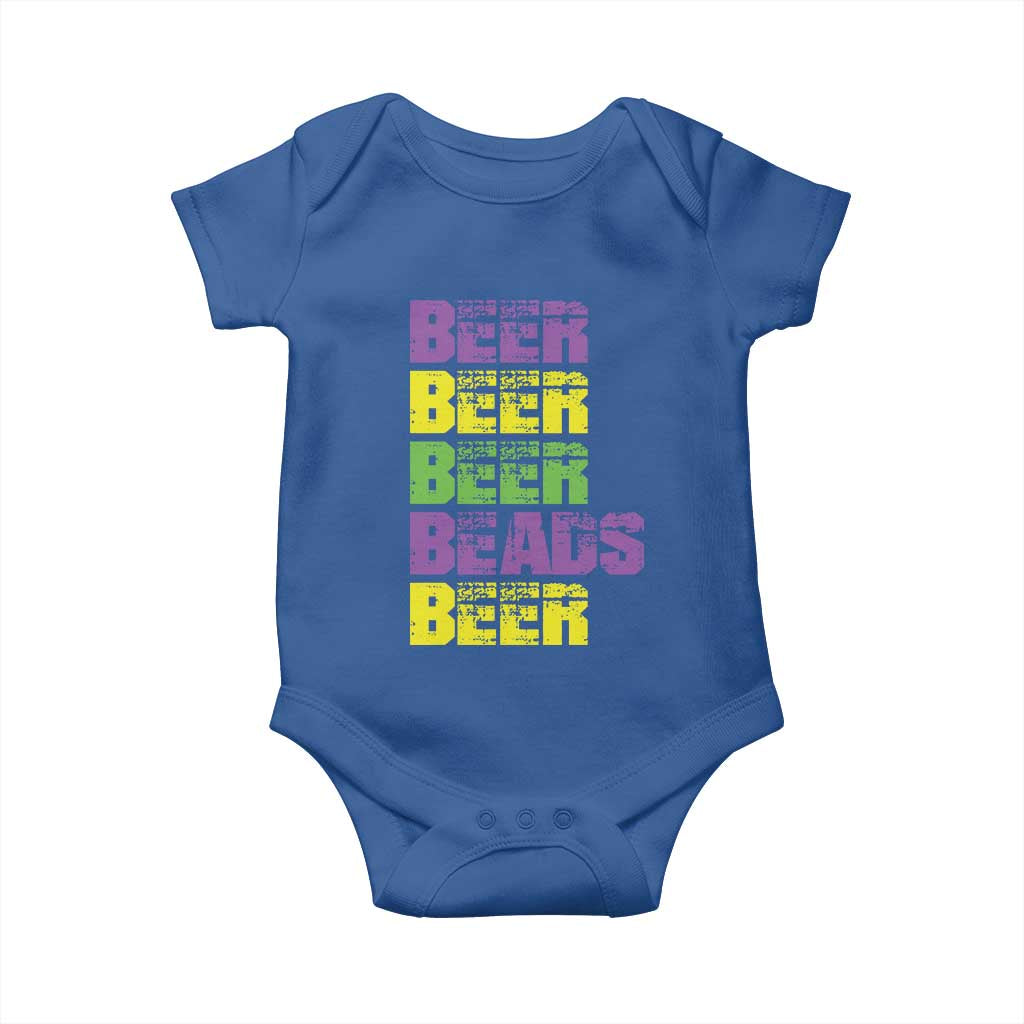 Funny Mardi Gras Baby Onesie Retro Beer Beads Fat Tuesday Festival Celebration