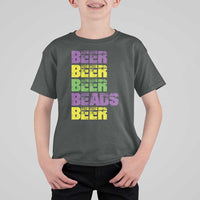 Funny Mardi Gras T Shirt For Kid Retro Beer Beads Fat Tuesday Festival Celebration