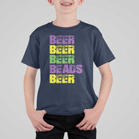 Funny Mardi Gras T Shirt For Kid Retro Beer Beads Fat Tuesday Festival Celebration