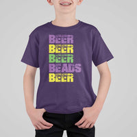 Funny Mardi Gras T Shirt For Kid Retro Beer Beads Fat Tuesday Festival Celebration