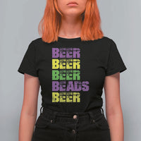 Funny Mardi Gras T Shirt For Women Retro Beer Beads Fat Tuesday Festival Celebration
