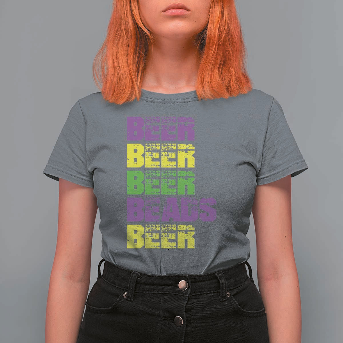 Funny Mardi Gras T Shirt For Women Retro Beer Beads Fat Tuesday Festival Celebration