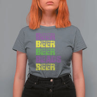 Funny Mardi Gras T Shirt For Women Retro Beer Beads Fat Tuesday Festival Celebration
