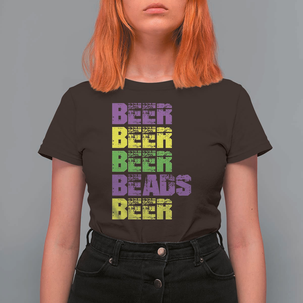 Funny Mardi Gras T Shirt For Women Retro Beer Beads Fat Tuesday Festival Celebration
