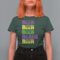 Funny Mardi Gras T Shirt For Women Retro Beer Beads Fat Tuesday Festival Celebration