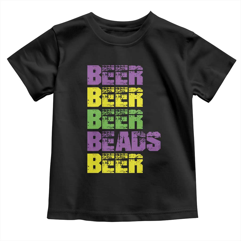 Funny Mardi Gras Toddler T Shirt Retro Beer Beads Fat Tuesday Festival Celebration