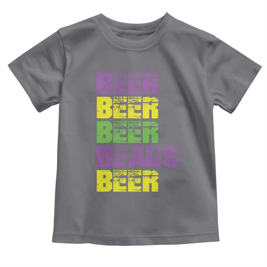 Funny Mardi Gras Toddler T Shirt Retro Beer Beads Fat Tuesday Festival Celebration