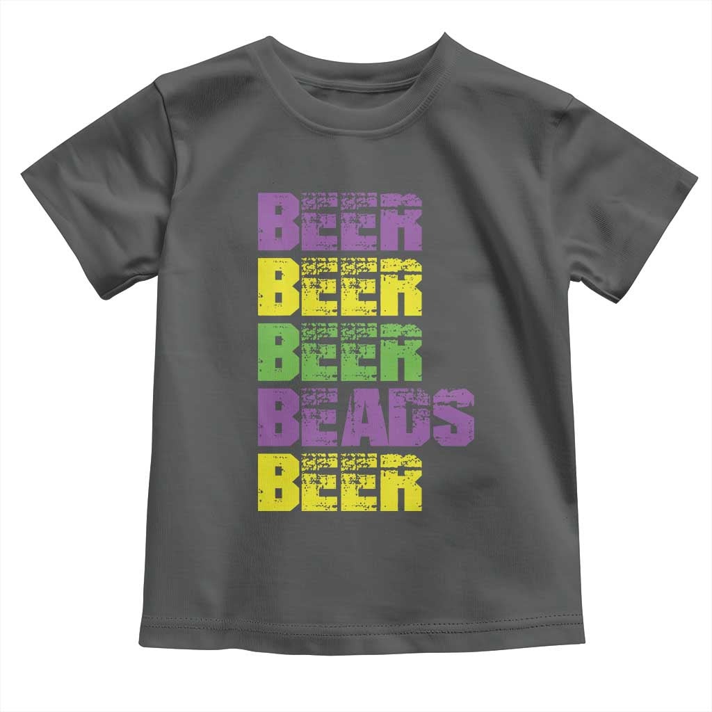 Funny Mardi Gras Toddler T Shirt Retro Beer Beads Fat Tuesday Festival Celebration