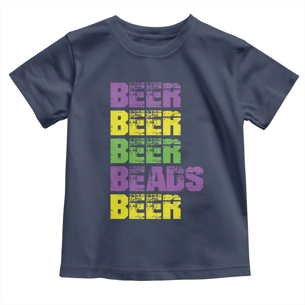 Funny Mardi Gras Toddler T Shirt Retro Beer Beads Fat Tuesday Festival Celebration