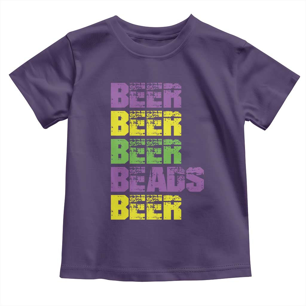 Funny Mardi Gras Toddler T Shirt Retro Beer Beads Fat Tuesday Festival Celebration